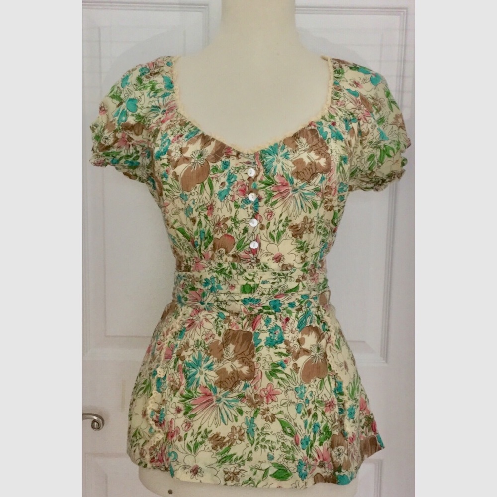 NWT Anthropologie Viola 6 S Top Blouse Floral